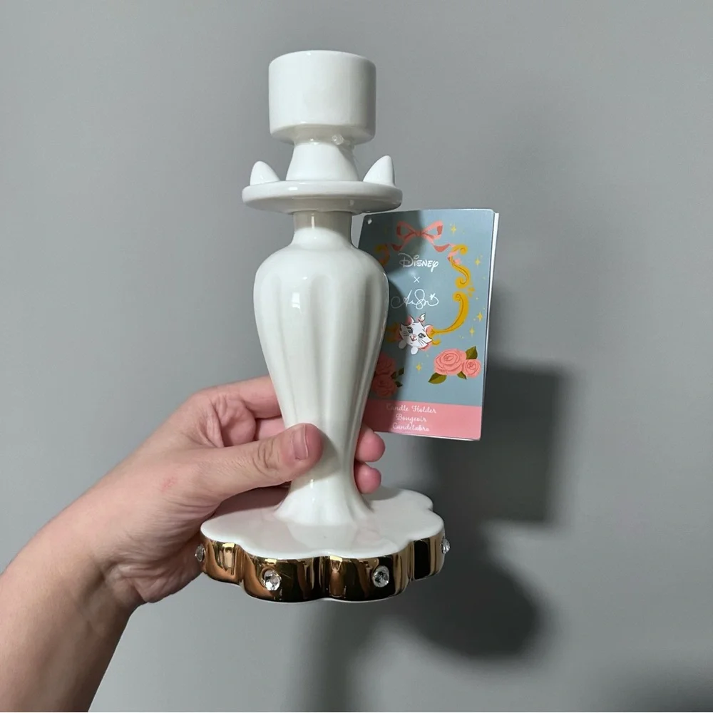 NWT Disney Aristocats Duchess White and Gold Candle Holder